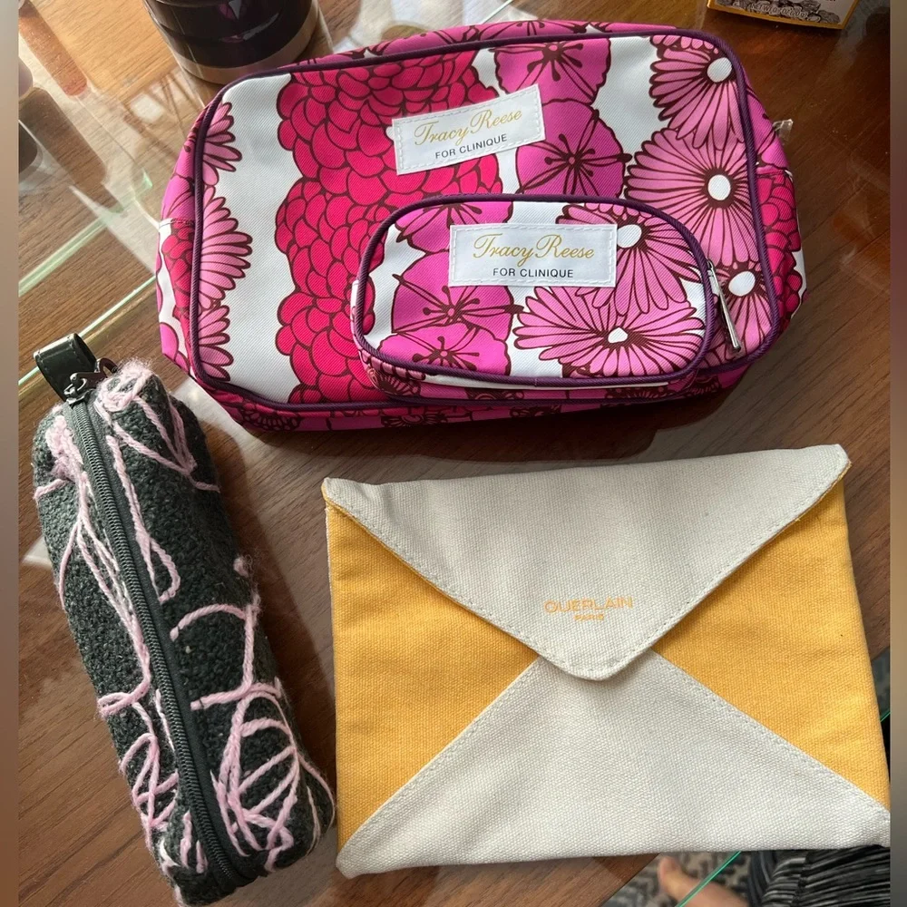 New 4 Mac Tracy Reese guerlain bundle makeup cosmetic bag pouch travel envelope